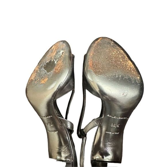 Balenciaga Leather Slingback Sandals  Metallic Sandals, Shoes Size 361/2 US 6 - Picture 8 of 8